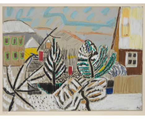 Kerkovius, IdaRiga, 1879 - Stuttgart, 197049,5 x 68 cm, R."Garten im Winter (Winterlandschaft)", 1969. Farbserigraphie auf Bü