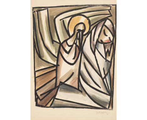 Grieshaber, HAPRot an der Rot, 1909 - Reutlingen, 1981Blattgröße: 49,5 x 34,5 cm; 42,5 x 33,5 cm, o. R."Verkündigung", 1935. 