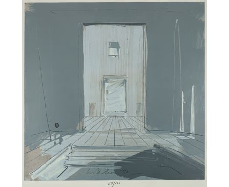 Willikens, BenLeipzig, geboren 193956,5 x 56,5 cm, R.Raumkomposition, 1990. Farbserigraphie auf Papier. In Bleistift unten mi