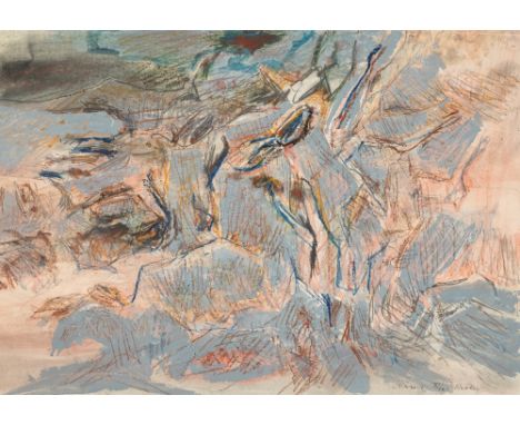 Westpfahl, ConradBerlin, 1891 - Wetzenhausen, 197645 x 65 cm, o. R.Ohne Titel, 1965. Mischtechnik auf Papier. In Kugelschreib