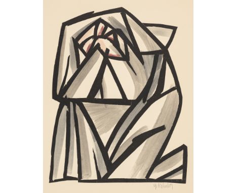 Grieshaber, HAPRot an der Rot, 1909 - Reutlingen, 1981Blattggröße: 49,5 x 34,5 cm; 37 x 28,5 cm, o. R."Klage", 1935. Aquarell