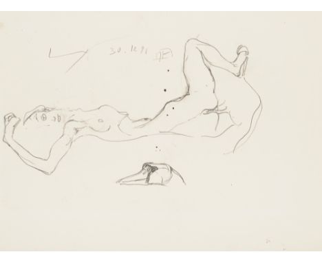Janssen, HorstHamburg, 1929 - 199530 x 40 cm, o. R.Lageskizze - Leda mit dem Schwan, 1991.  Bleistift auf Papier. In Bleistif