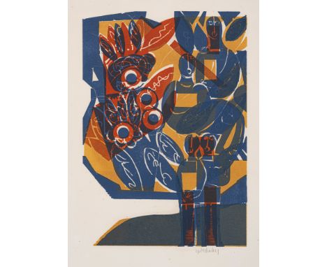 Grieshaber, HAPRot an der Rot, 1909 - Reutlingen, 198141,5 x 29 cm, R."Chor", 1967. Farbholzschnitt auf Japanpapier. In Bleis