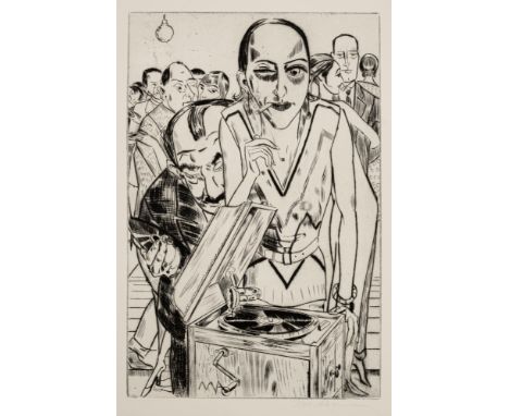 Ackermann, MaxBerlin, 1887 - Unterlengenhardt, 1975Blattgröße: 62,5 x 45,5 cm, o. R.Grammophon. Radierung auf Bütten. In Blei