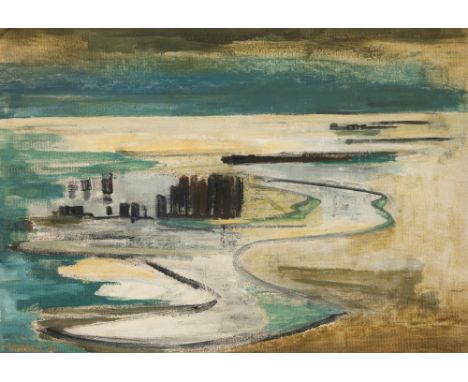 Lambert, KurtFalkensee, 1908 - Hamburg, 196769 x 99 cm, R."Eismeer - Strand", 1967. Öl auf Hartfaserplatte. In Öl unten links