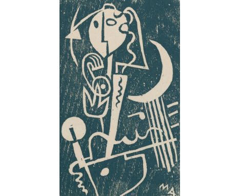 Ackermann, MaxBerlin, 1887 - Unterlengenhardt, 1975Blattggröße: 26 x 21 cm, o. R.Figürliche Komposition, 1948. Farbholzschnit