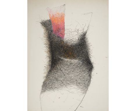 Küchenmeister, RainerAhlen/Westfalen, geboren 192682 x 60 cm, o. R.Ohne Titel, 1961. Mischtechnik auf Papier. In schwarzem St