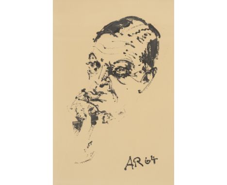 Räderscheidt, AntonKöln, 1892 - 197049 x 33 cm, R.Selbstbildnis, 1964. Tempera auf Papier. In Tempera unten rechts monogrammi