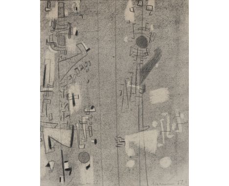 Ackermann, MaxBerlin, 1887 - Unterlengenhardt, 197530 x 24 cm, R.Komposition, 1952. Bleistift auf Papier. In Bleistift zweima