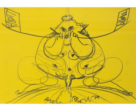 Roth, DieterHannover, 1930 - Basel, 199825 x 35 cm, R."Trophy", 1979. Bleistift auf gelbem Papier. In Bleistift unten mittig 