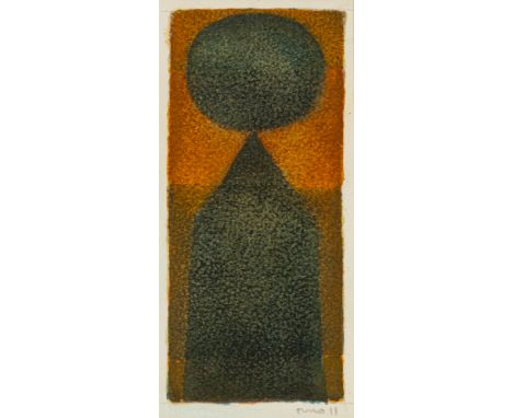 Ruoff, FritzNürtingen, 1906 - 198812,5 x 5,5 cm, R.Ohne Titel. Aquarell auf Papier. In Bleistift unten rechts signiert.Privat