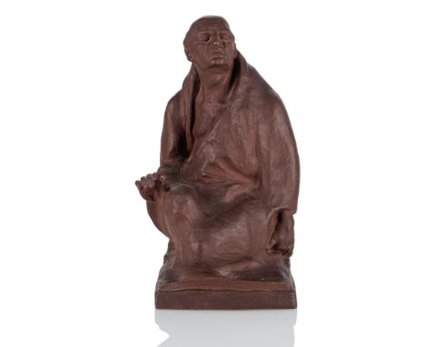 Andreas, Friedrich WilhelmVolkmarsdorf, 1882 - Leipzig, 1951H. 40 cmBlinder Bettler, hockend. Böttger Steinzeug.Privatsammlun
