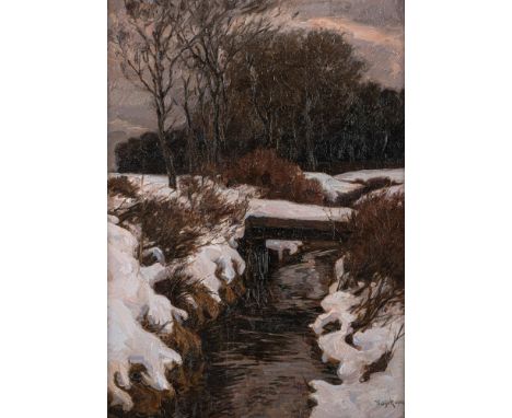 Hayek, Hans vonWien, 1869 - München, 194070 x 50 cm, R.Winterabend, 1903. Öl auf Leinwand. In Öl unten rechts signiert und da