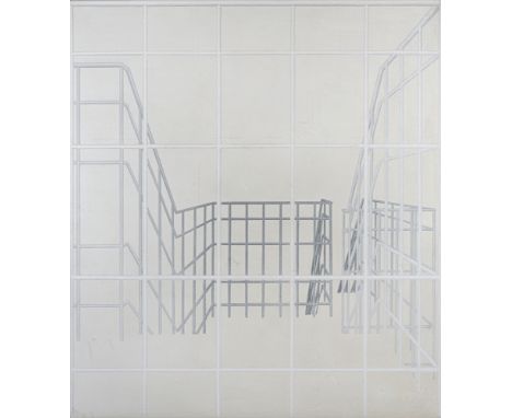 Malfatti, NinoInnsbruck, 1940180 x 160 cm, R."Grosse weiße Freitreppe", um 1975. Öl auf Leinwand. In schwarzer Kreide rücksei