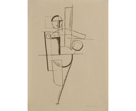 Baumeister, WilliStuttgart, 1889 - 195535 x 25,8 cm, R."Figur", 1919. Lithografie in Braun auf Papier. In Bleistift unten rec