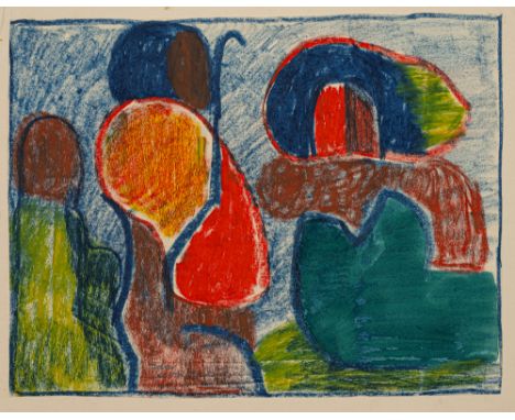 Kerkovius, IdaRiga, 1879 - Stuttgart, 197027 x 35 cm, o. R.Hirte mit Figuren. Farbkreide auf dünnem Papier. In Bleistift unte