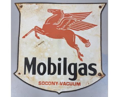 A late 20th century 'Mobilgas' enamel advertising sign 51cm h x 50cm w Location: 