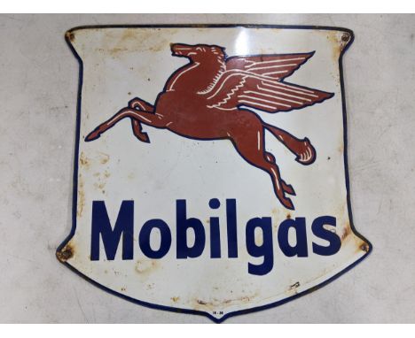A late 20th century 'Mobilgas' enamel advertising sign 46cm h x 46.5cm w Location: 