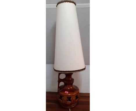 A 1960s German brown glazed lamp and shade Location: A2M 