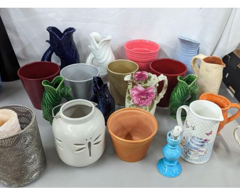 A collection of ceramic pots, jugs and vases in various sizes and colours, along with glug glug jugs and othersLocation: 