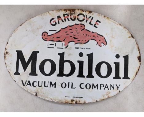 A late 20th century 'Gargoyle Mobiloil' enamel advertising sign 36cm h x 54cm w Location: 
