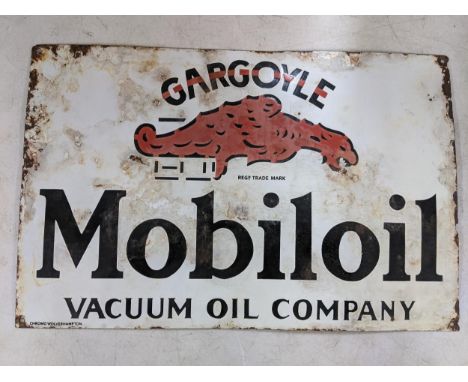 A late 20th century 'Gargoyle Mobiloil' enamel advertising sign 54.5cm h x 35.5cm w Location: 