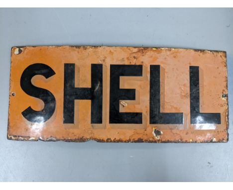 A late 20th century 'Shell' enamel advertising sign 20.5cm h x 48cm w Location: 