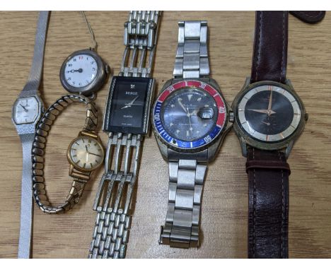 Mixed watches to include a Philip Persio with 'Pepsi' bezel, early 20th century ladies silver watch, Rotary gents gold tone w