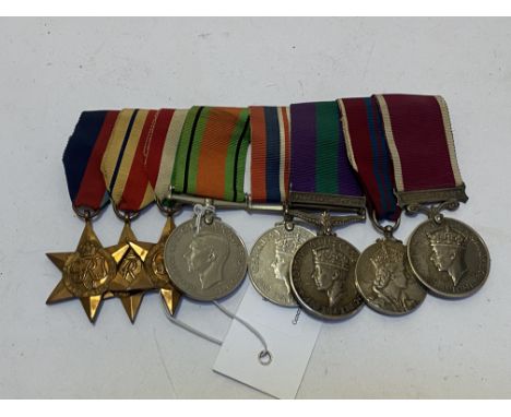 WWII and Palestine group of eight 1939-45 Star, Africa, Italy.  Defence medal War medal General Service medal 1918-62 (105514