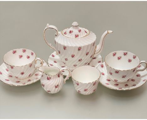 An Aynsley china 1920s/30s breakfast set including teapot, two side plates, two cups, two saucers, all decorated with handpai