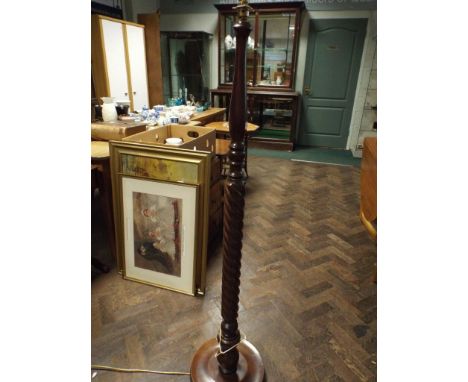 Mahogany barley twist column standard lamp 