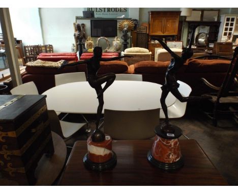 Contemporary bronze dancing girl figure on marble base signed B Zach in the style of Chiparus