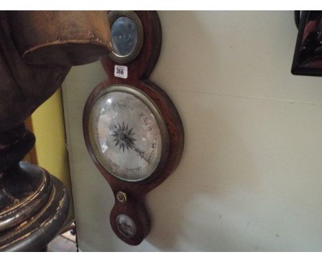Late 19th century rosewood banjo barometer 