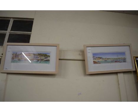 PAIR OF COLOURED PRINTS: MORNING LIGHT AT PADSTOW AND ROCK, FRAMED AND GLAZED (2)