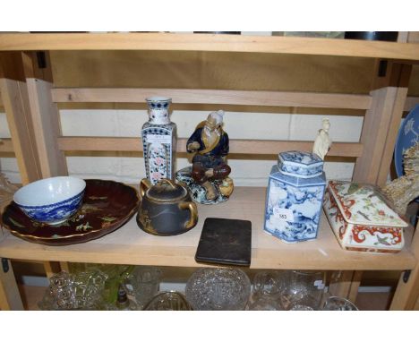 MIXED LOT:  TO INCLUDE A CARLTON WARE BOWL, VARIOUS VASES, COVERED TRINKET BOX, CIGARETTE CASE ETC