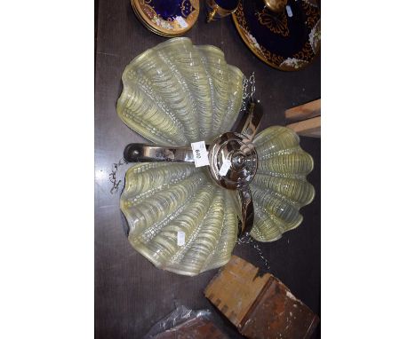GLASS AND CHROME FINISHED SHELL FORMED CEILING LIGHT SHADE