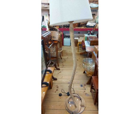 A modern nautical rope bound standard lamp by The Range, with shade