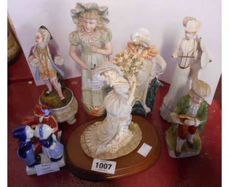 A selection of ceramic figurines including small Royal Doulton Top O' The Hill HN3499, etc. - various condition