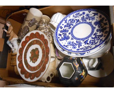 A box containing a quantity of assorted ceramic items including Carltonware, etc.