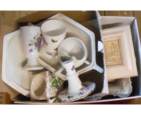 Two boxes containing a quantity of assorted ceramic items including Hammersley violet decorated china, etc.
