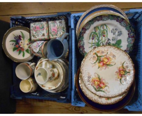 Two small crates containing a quantity of assorted ceramic items including Royal Doulton Bunnykins, Wedgwood Peter Rabbit, et