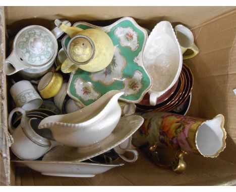 A box containing a quantity of assorted ceramic items including part tea sets, etc.