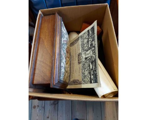 A box containing a quantity of assorted collectable items including First World War Honourable Discharge certificate for S/20