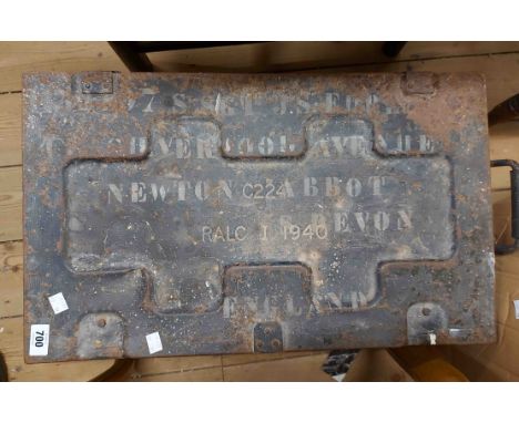 A WWII period metal trunk marked for an address in Newton Abbot dated 1940