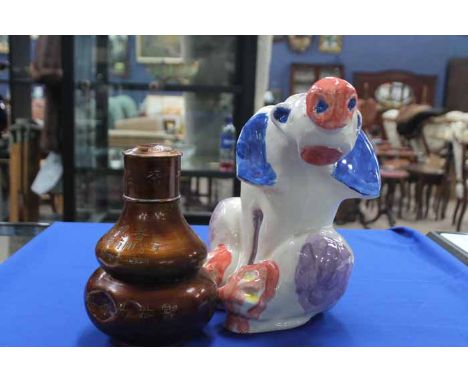 LARGE CERAMIC DOG DESIGNED BY CAMERON MORGAN
along with a large ceramic piggy bank, Italian ashtray, shorter and son comport,