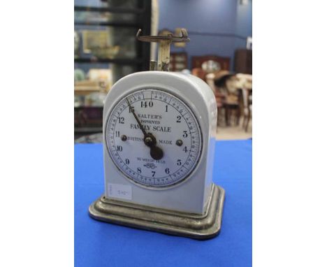 LOT OF COLLECTABLES
including Salter's family scales, two 20th century dolls (poor condition), wall plates by Royal Doulton, 