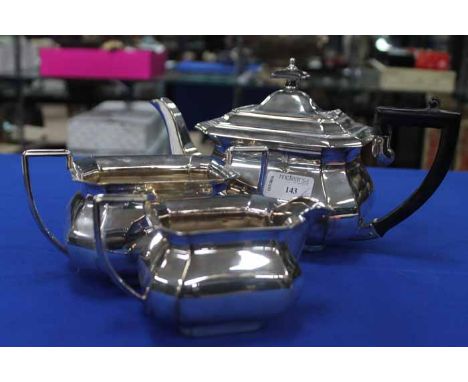 SILVER PLATED TEA SERVICE.
together with two plated tea pots.