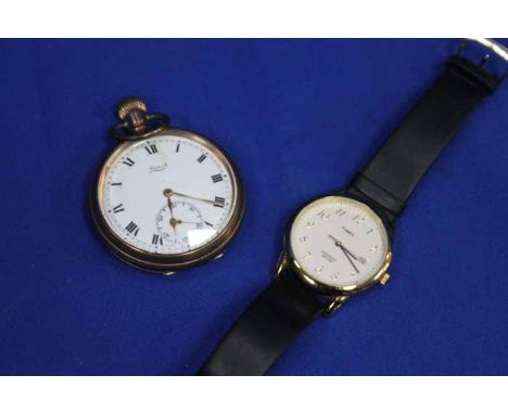 TIMEX INDIGLO WRISTWATCH,
together with a rolled gold limit pocket watch.