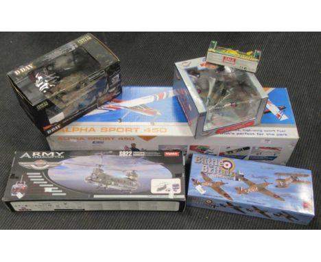An Alpha Sport 450 remote controlled aircraft together with various other toy and model aircraft (6)