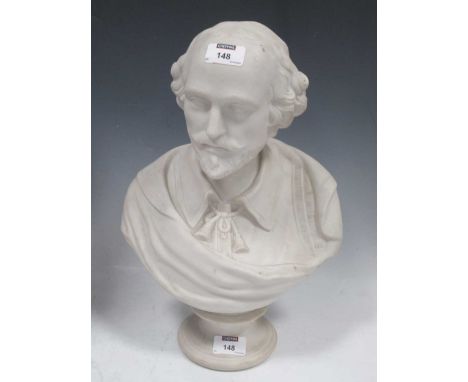 A Parian Bust of Shakespeare, probably by J &amp; T Bevington, model no. 311, but unmarked, 38cm high